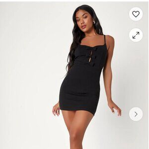 Lulus Stunning Inspiration Black Sleeveless Bow Bodycon Mini Dress - Size M, NWT